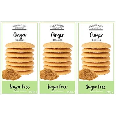 Image of Farmhouse Biscuits Sugar Free Ginger Cookies 150g (3 Pack)