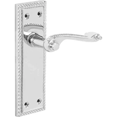 Image of Designer Levers Georgian Roped Design Lever Door Handles Polished Chrome 1 Pair Latch Handle Interior Use Long