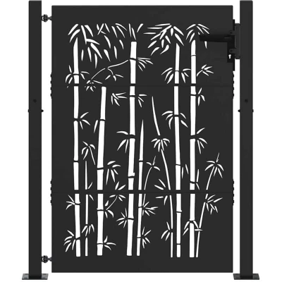 Image of Garden Gate Other with Lock Black 105 x 150 cm Powder coated steel Vidaxl