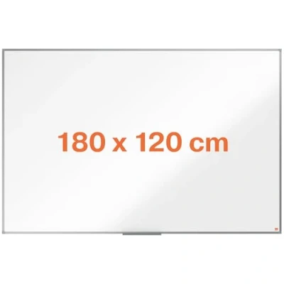 Image of Nobo Steel Magnetic Whiteboard, 1800 x 1200mm, Aluminium Trim, Corner Wall Mounting, Includes Whiteboard Pen Tray, Essence Range, 180 120cm, White, 1905213