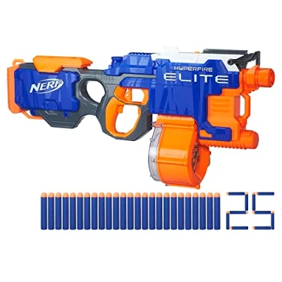 Image of Nerf HyperFire Motorized Elite Blaster, 25 Dart Drum, Fires Up to 5 Darts Per Second, Includes Official (Amazon Exclusive)