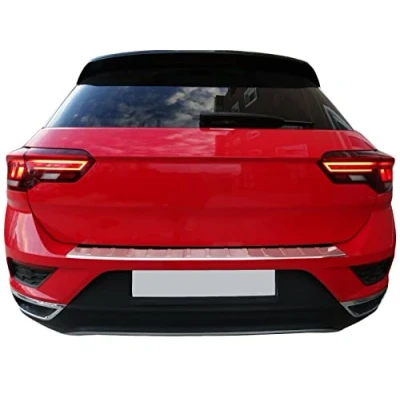 Image of Recambo Boot Sill Protector Stainless Steel Chrome Compatible with VW T ROC (A11) from 2017 Folded Edges Premium Quality
