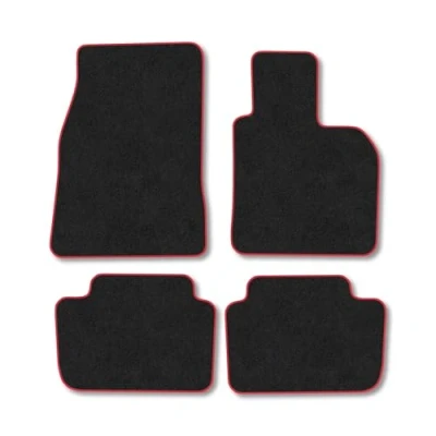 Image of Car Mats Compatible with BMW X3 (2004 2011) [E83] Tailored Fit Red Carpet Floor Set Accessory Custom 4 Pieces Anti Slip Backing &amp; Binding Trim Edge
