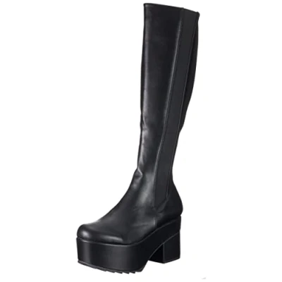 Image of LAMODA Women&#039;s Elegant Strangers Knee high boot, Black PU, 5 UK