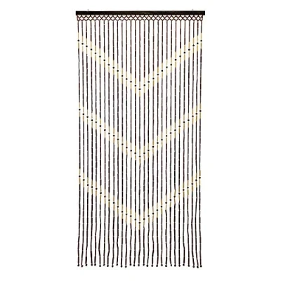 Image of JVL Provence Hanging Wooden Beaded Door, Chevron Curtain Screen, 90cm x 180cm Approx, Multi, 90