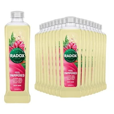Image of Radox Feel Pampered Bath Soak Blended with Minerals, Herbs Scents of Shea Butter and Ginger to Relaxed, 500 ml Bulk Buy (18)