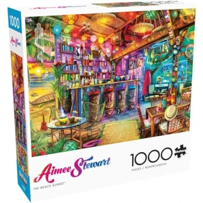 Image of Buffalo Games Aimee Stewart Tiki Beach Sunset 1000 Piece Jigsaw Puzzle