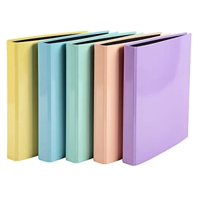 Image of Exacompta ref. 54560E Box of 10 Aquarel rigid binders 2 D rings 25 mm Spine 40 External dimensions: 31.5 x 30 cm Format to file A4 5 assorted colors