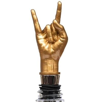 Image of Iron &amp; Glory Bottle Stopper Rock On Wine Stoppers for Bottles Rubber Bar Accessories Gold Kitchen Champagne Gifts