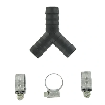 Image of Paxanpax PLD1253 Universal 3 Way Y Piece Hose Splitter Connector (17mm x 17mm 17mm) &amp; 3x 16mm 22mm Jubilee Clips Kit