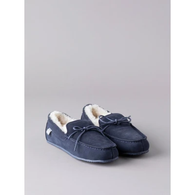 Image of Lakeland Leather Men&#039;s Sheepskin Moccasins (9 UK, Navy, numeric_9)