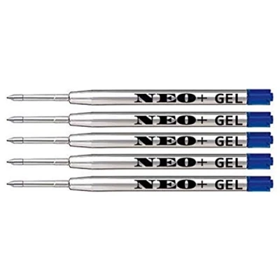 Image of Quality Ballpoint Gel Metal Pen Refills, 5 Pieces, Fine Point 0.5mm, Blue Ink. Compatible with Parker Ball (5 x Ink)