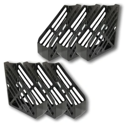 Image of Deflecto Pack of 6 Essential Range Maxi Magazine File Holder Black Desk Organiser