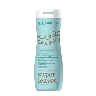 Image of ATTITUDE Ultra Nourishing Shampoo for Curly Hair with Shea Butter, EWG Verified, Vegan and Naturally Derived 4a, 4b, 4c Curl Type, Deeply Nourishes Curls, 473 mL