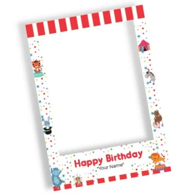 Image of Circus Happy Birthday Personalised Selfie Frame Photo Prop