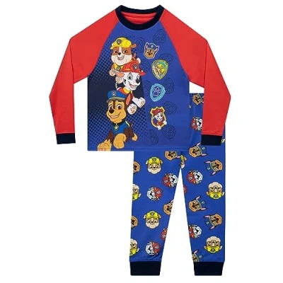 Image of Paw Patrol Pyjamas For Boys Rubble, Marshall, Chase Pyjama Set Long Sleeve PJs Blue 18 24 months