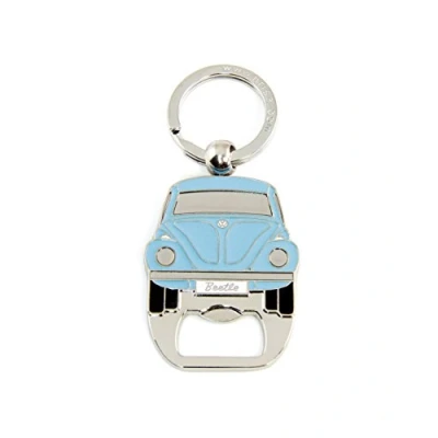Image of BRISA VW Collection Volkswagen Keychain Ring Accessory Keyholder with Bottle Opener in Beetle Bug Design (Light Blue)