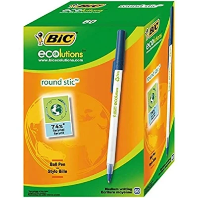 Image of BIC Ecolutions Round Stic Pens Blue (Box of 60)