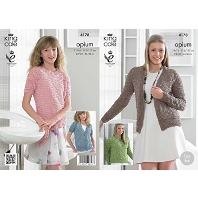 Image of King Cole 4178 Knitting Pattern Cardigans and Sweaters to Knit in Opium