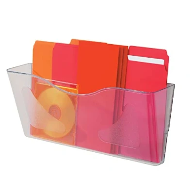 Image of Deflecto Smoke Landscape Wall Mounted File Holder A4 Document Leaflet Letter Rack Magazine Folder