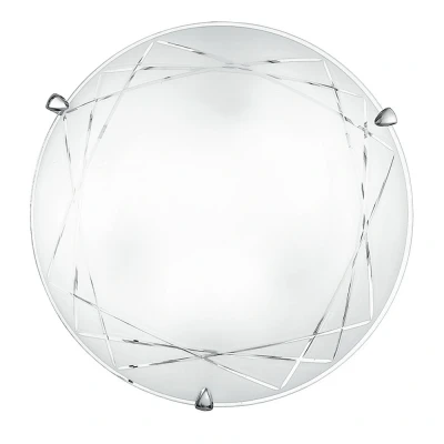 Image of PARADISE 3 Light Patterned Glass Flush Ceiling White 40cm