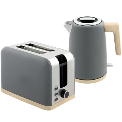 Image of HOMCOM Kettle and Toaster Set, 1.7L 3000W Fast Boil &amp; 2 Slice Kitchen Set with 7 Level Browning Controls, Defrost, Reheat, Auto Off, Dry Protection, Grey