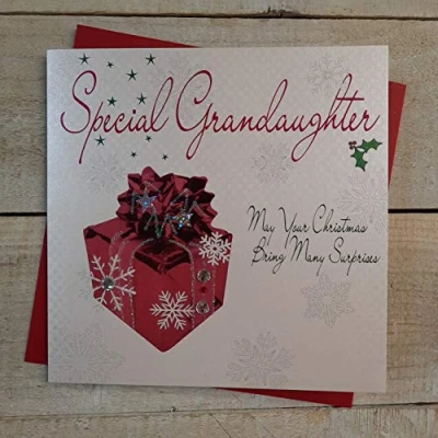 Image of WHITE COTTON CARDS Special Granddaughter…Handmade Christmas Card (Present, Code cb13)