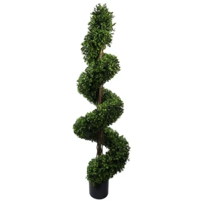 Image of Leaf Protected Artificial Topiary Tree, 150cm Buxus Spiral UV