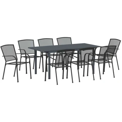 Image of vidaXL 9 Piece Garden Dining Set Anthracite Steel