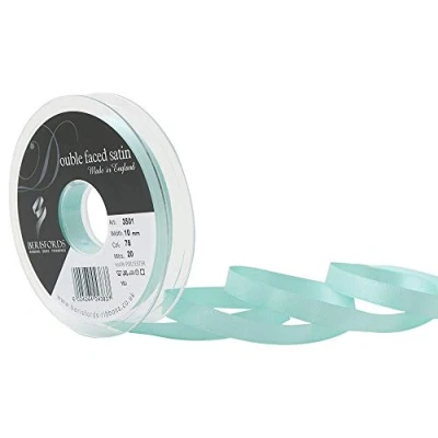 Image of Berisfords Double FACE Poly Satin Ribbon, Aqua, 10.5x10.5x1.5 cm
