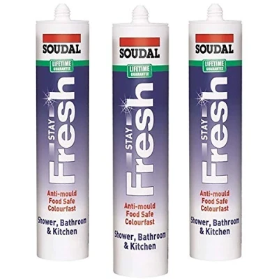 Image of Soudal Stay Fresh Anti Mould Silicone Sealant 300ml White 3 Pack