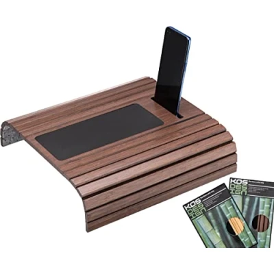 Image of Bamboo Sofa Arm Tray Table Anti Slip, Flexible for All Armrests Durable Couch with an Elegant Design, Natural Color, Fits Any Interiors Armrest Drinks (Dark)