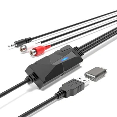 Image of DigitalLife USB C Audio Capture Card, Analog to Digital Converter with RCA &amp; 3.5mm Inputs, Transfer Cassette Tapes Other Devices MP3, Compatible Windows 11, macOS Linux