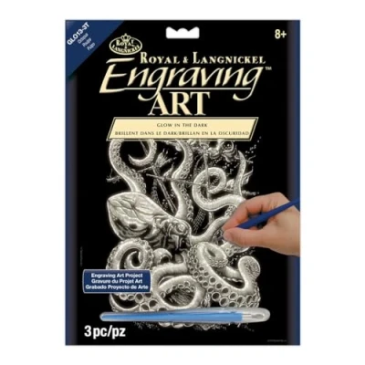 Image of Royal &amp; Langnickel Glow In The Dark Engraving Art A4 Size Octopus Designed Painting Set