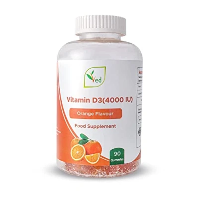 Image of Vitamin D3 Gummies for Adults 4000IU, Orange Flavour High Strength 90 Chewable (3 Month Supply)