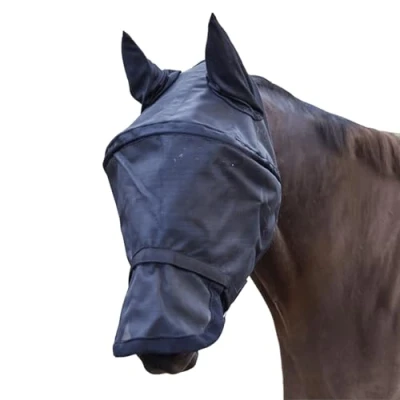 Image of Waldhausen PREMIUM fly mask Space, with ear and nose protection Cob Black