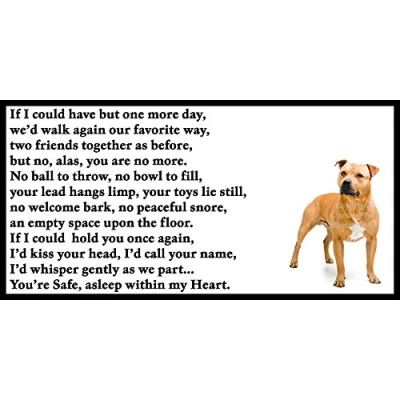 Image of Staffordshire Bull Terrier Staffy bereavement pet dog loss memorial Flexible Fridge Magnet Asleep in my Heart