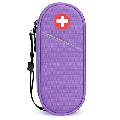 Image of SITHON EpiPen Medical Carrying Case Insulated, Travel Medication Organizer Bag Emergency Pouch Holds 2 EpiPens, Asthma Inhaler, Anti Histamine, Auvi Q, Allergy Medicine Essentials, (Violet)
