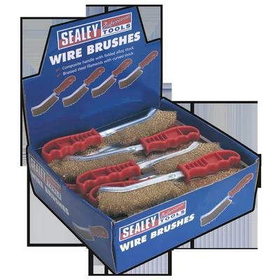 Image of Sealey Wire Brush Brassed Steel Plastic Handle Display Box of 24