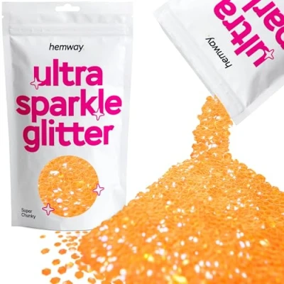 Image of Glitter Fluorescent Orange Ultra Sparkle Sequins Nail Face Festival Christmas Halloween Makeup Super Chunky 100g / 3.5oz