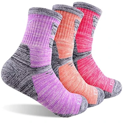 Image of FEIDEER Hiking Walking Socks For Women, Multi pack Outdoor Recreation Moisture Wicking Crew Large