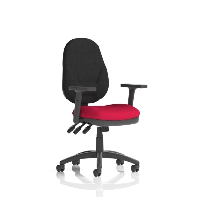 Image of Eclipse Plus XL Lever Task Operator Chair Black Back Bespoke Seat with Height Adjustable Arms In Bergamot Cherry