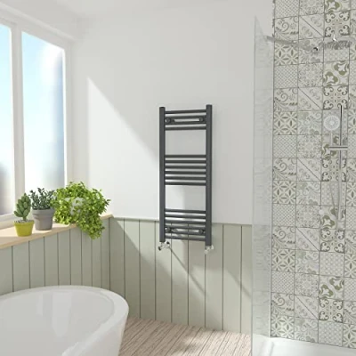 Image of NRG Anthracite Straight Central Heating Towel Rail Bathroom Heated Rad Radiators Ladder Warmer 1000x400mm