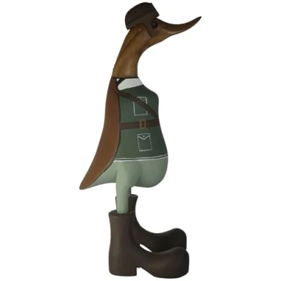 Image of Brave Wings Hand Carved Wooden Bamboo Duck WW2 Pilot 25cm High Ornament Sculpture Figurine Statue Unique Table Decoration Home Decor 5215