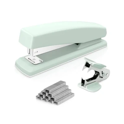 Image of Deli Stapler, Desktop Office 25 Sheet Capacity, Includes 1000 Staples and Staple Remover, Green