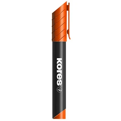 Image of Kores Orange Permanent Marker Pens K XP2, Chisel Tip with Low Odour Ink Waterproof for All Surfaces School Supplies, Office Supplies Pack of 12