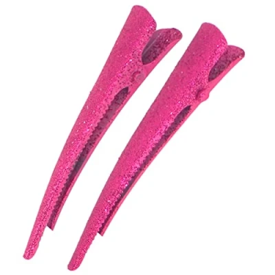 Image of Topkids Accessories 6cm Hair clips for girls, Duckbill/Beak/Concorde design, Sectioning Clips, Women, grips, Hairdressing (Glitter Fuchsia)