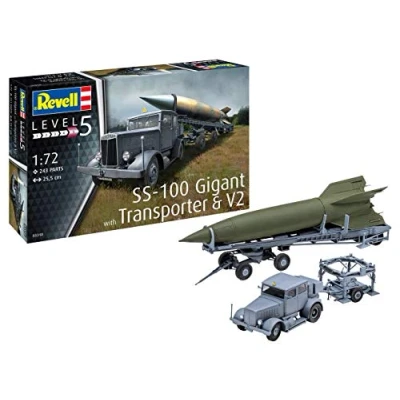 Image of Revell RV03310 1:72 SS 100 Gigant V2 &amp; Transporter Plastic Model kit, Multicolour, 1/72