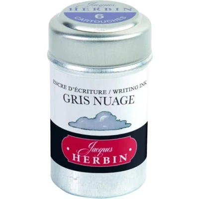 Image of Herbin Writing Ink Cartridges Gris Nuage (Cloud Grey) Pot of 6