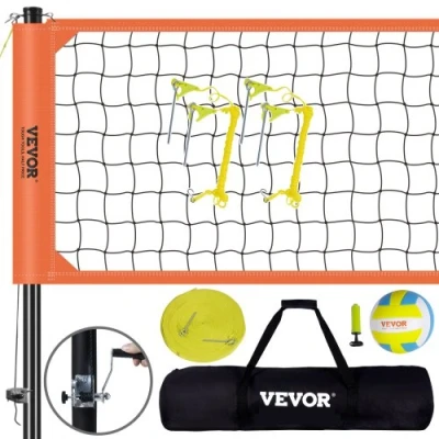 Image of VEVOR Outdoor Portable Volleyball Net System, Adjustable Height Aluminum Poles, Professional Set with PVC Volleyball, Pump, Carrying Bag, Heavy Duty for Backyard, Beach, Lawn